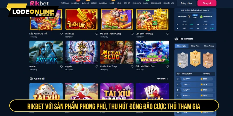 RIKBET với sản phẩm phong phú, thu hút đông đảo cược thủ tham gia